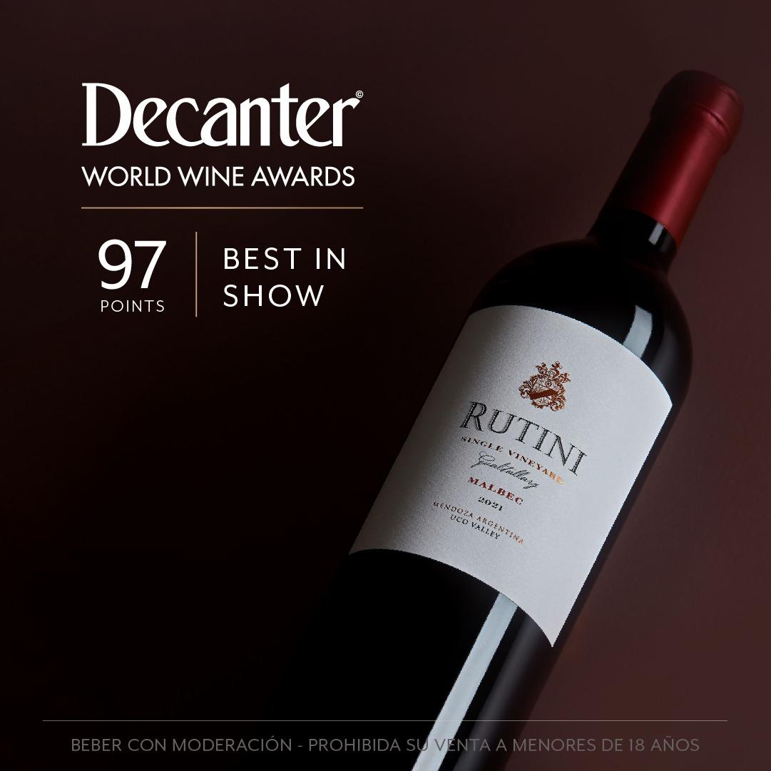 Rutini Single Vineyard Gualtallary Malbec 2021 - Best in Show Decanter 2025